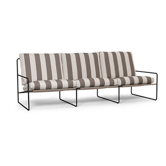 ferm LIVING Desert loungbank outdoor 3 zits Stripe  Black/Chocolate