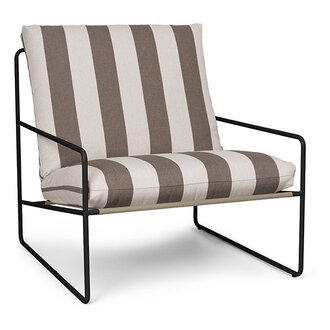 ferm LIVING Desert loungstoel outdoor Stripe - Black/Chocolate