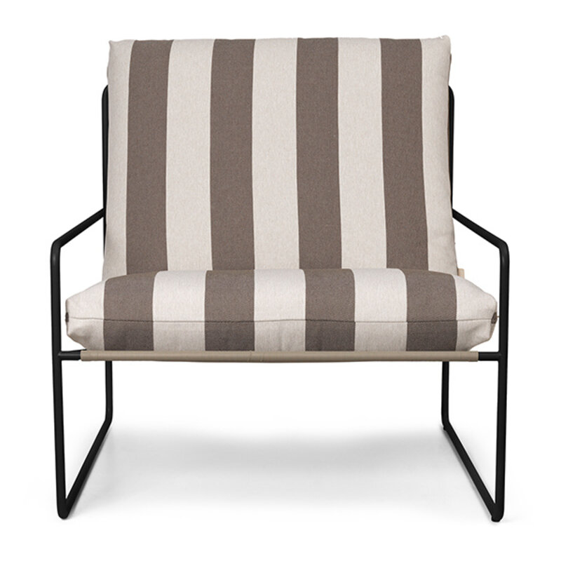 ferm LIVING-collectie Desert loungstoel outdoor Stripe - Black/Chocolate