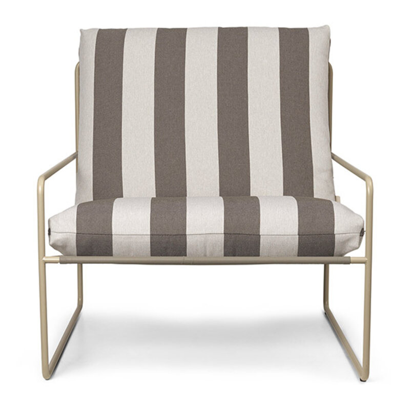 ferm LIVING-collectie Desert loungstoel outdoor Stripe - Cashmere/Chocolate