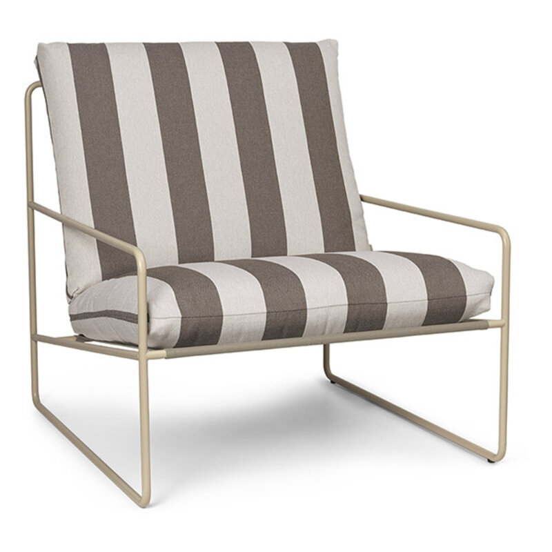 ferm LIVING-collectie Desert loungstoel outdoor Stripe - Cashmere/Chocolate