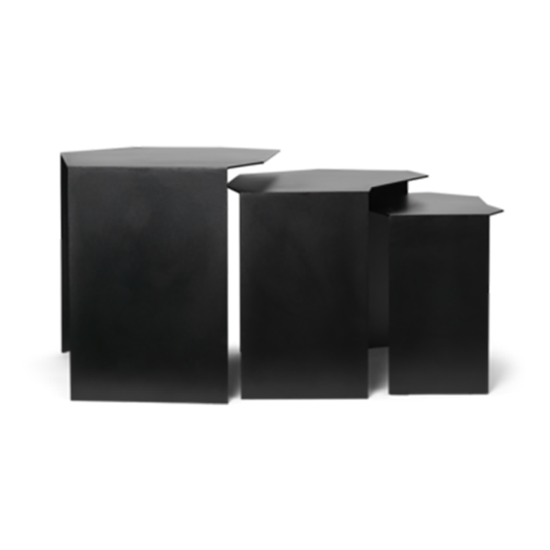 ferm LIVING-collectie Shard Cluster tafels Set van 3 Zwart