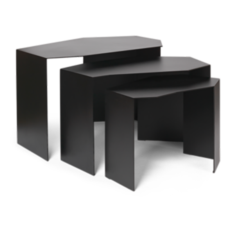 ferm LIVING-collectie Shard Cluster tafels Set van 3 Zwart