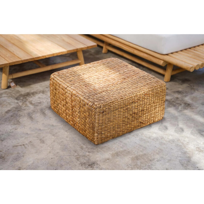 Bazar Bizar Hyacint Poef Vierkant  Naturel  M