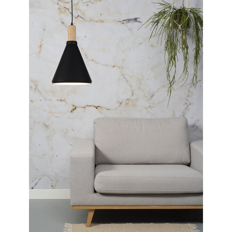 it's about RoMi-collectie Hanging lamp iron/wood Melbourne black/natural, S - Copy