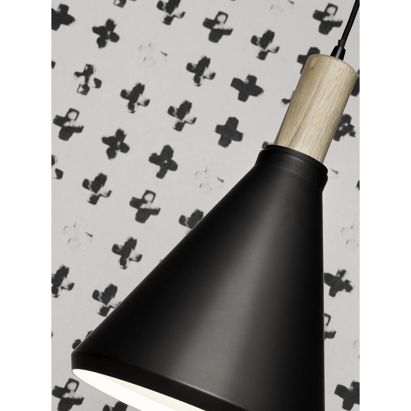it's about RoMi-collectie Hanging lamp iron/wood Melbourne black/natural, S - Copy