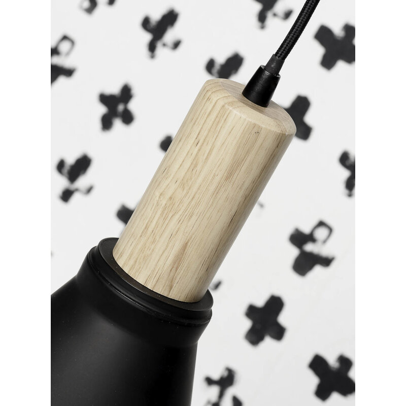 it's about RoMi-collectie Hanging lamp iron/wood Melbourne black/natural, S - Copy
