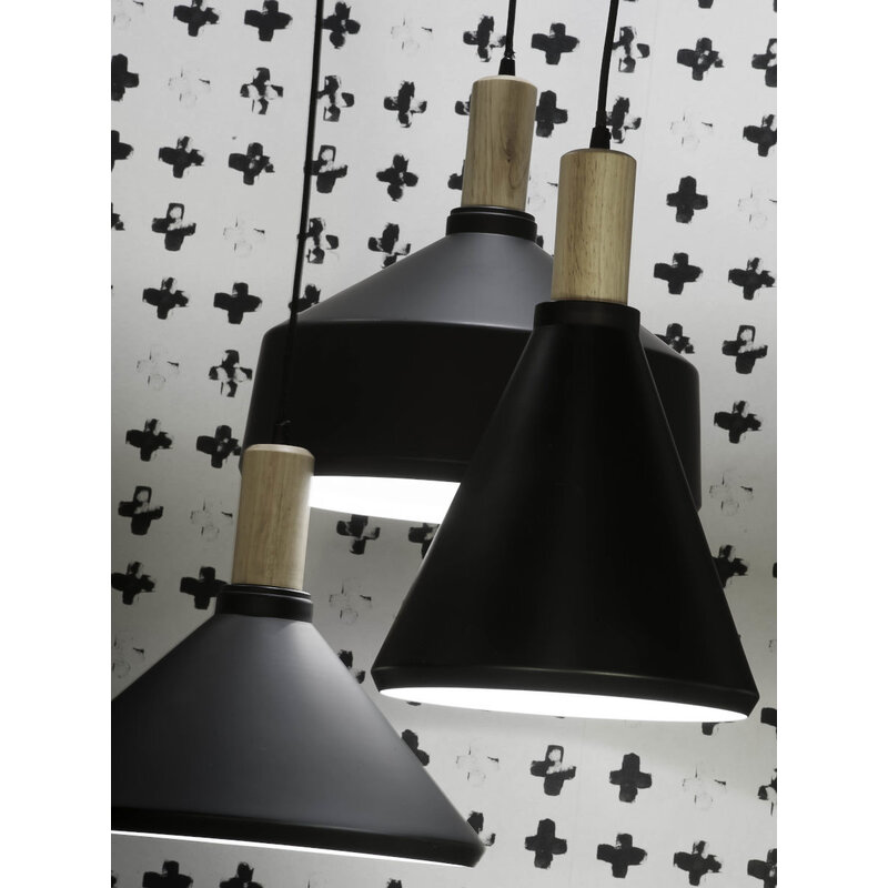 it's about RoMi-collectie Hanging lamp iron/wood Melbourne black/natural, S - Copy