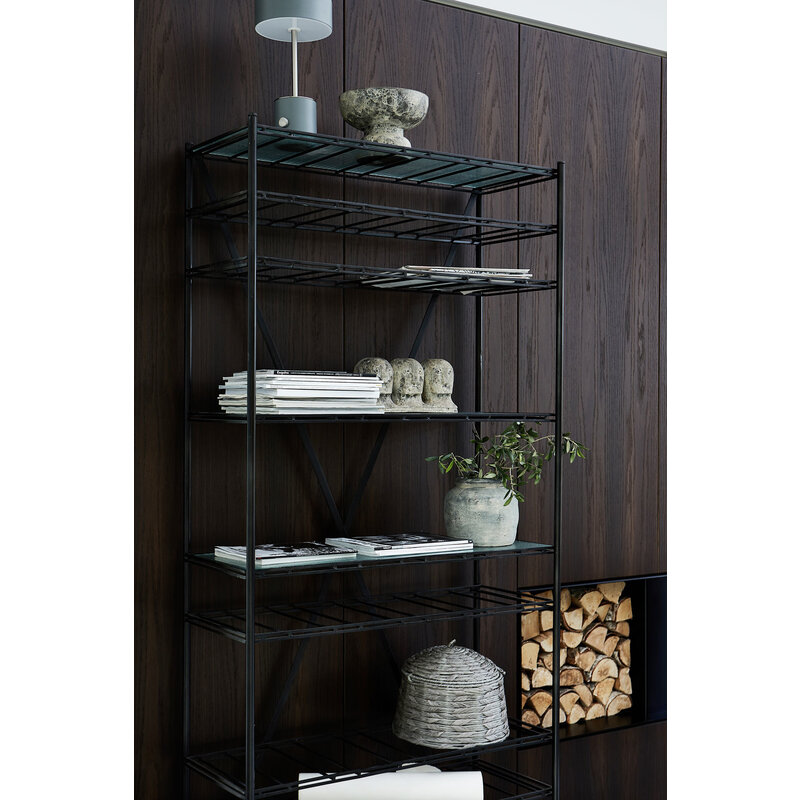 House Doctor-collectie Wine rack Gany, Black, Incl. 3 glass shelves - Copy