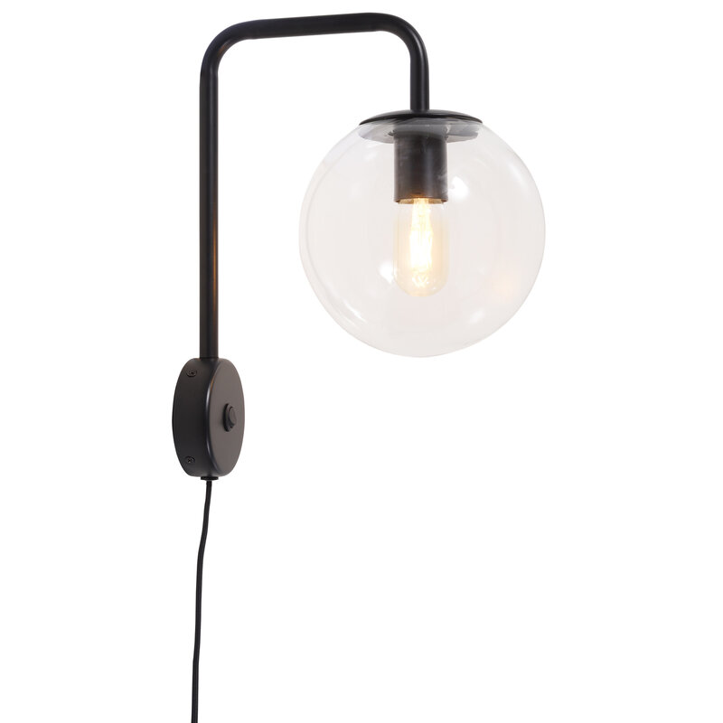 it's about RoMi-collectie Wandlamp ijzer/glas Warsaw zwart