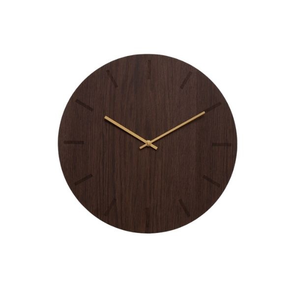 Hemverk-collectie Wandklok rond donker eiken hout