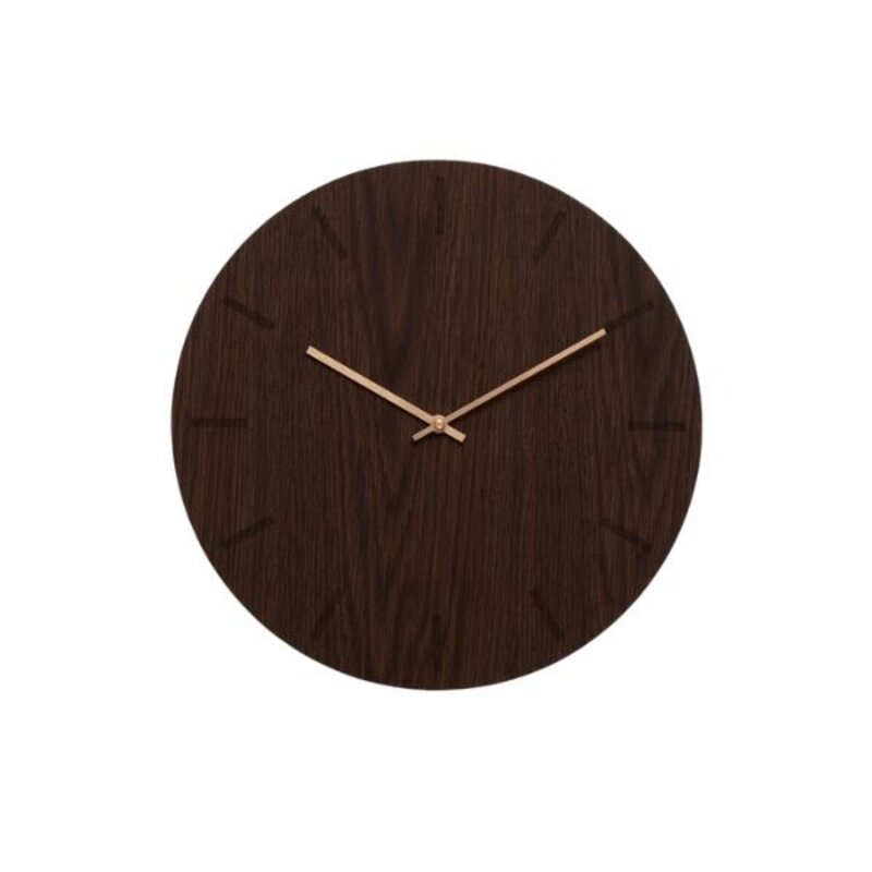 Hemverk-collectie Wandklok rond donker eiken hout