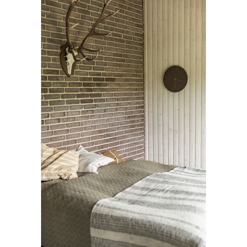 Hemverk-collectie Wandklok rond donker eiken hout