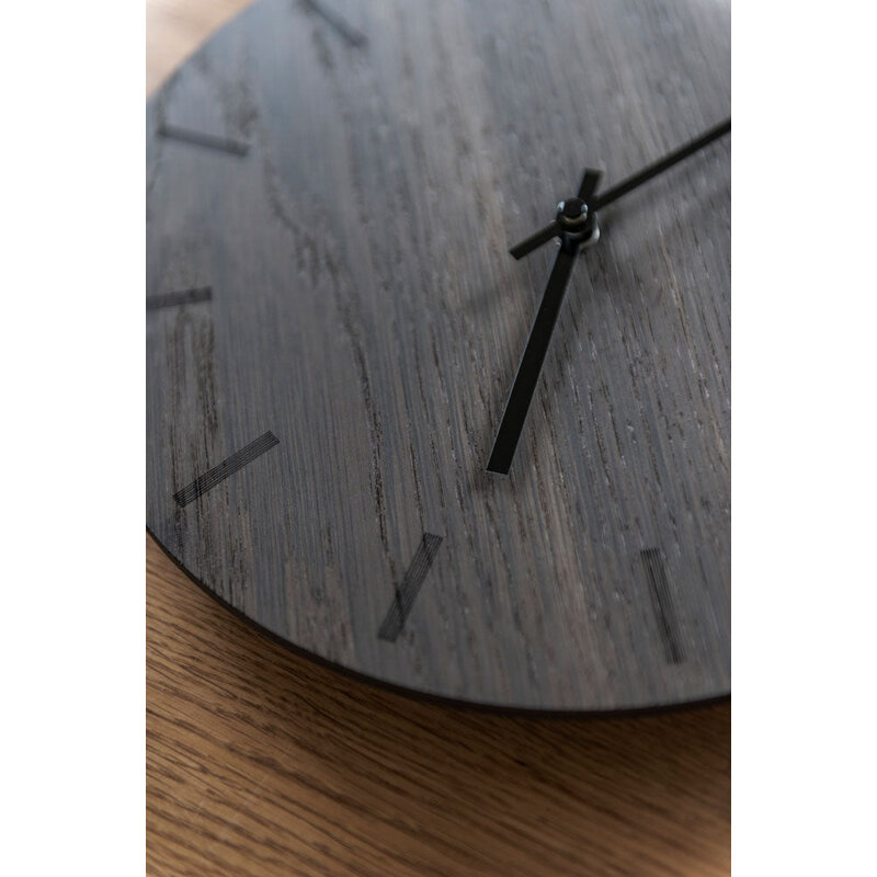 Hemverk-collectie Wandklok rond donker eiken hout