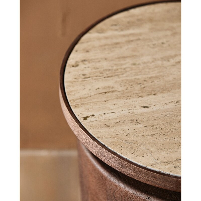 Nordal-collectie KWANDO side table w. travertine top - nature