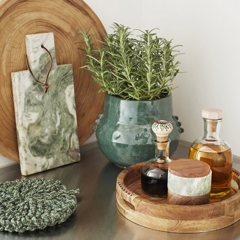 Madam Stoltz-collectie Wooden tray w/ cane