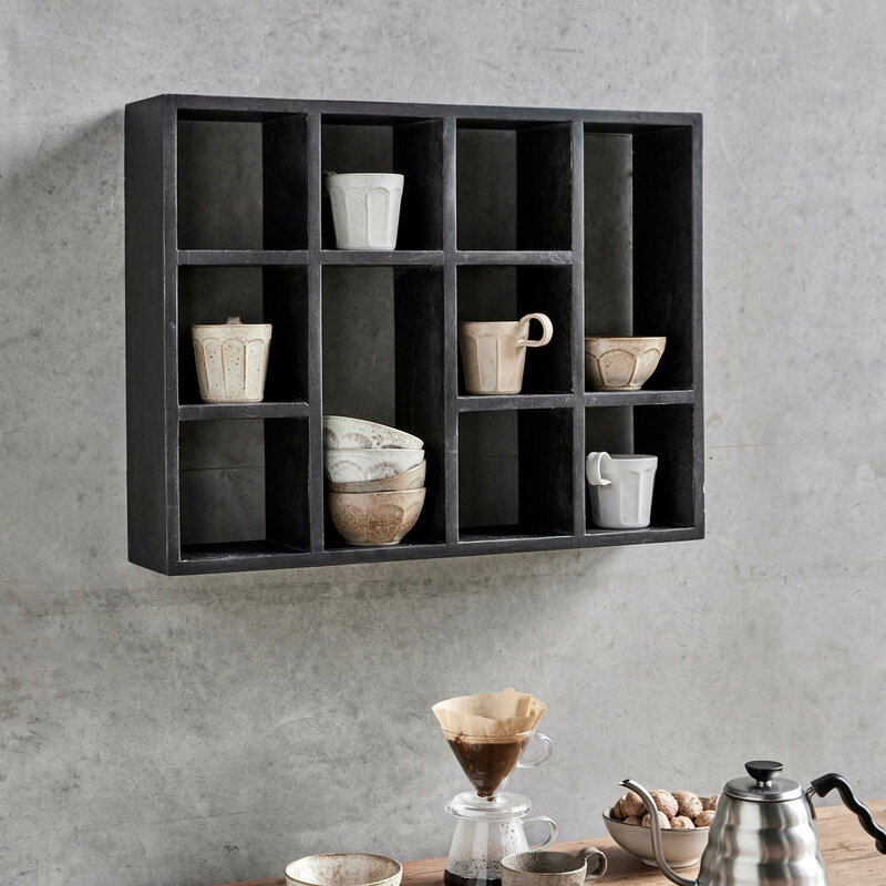 Bloomingville-collectie Display wandkast Zwart