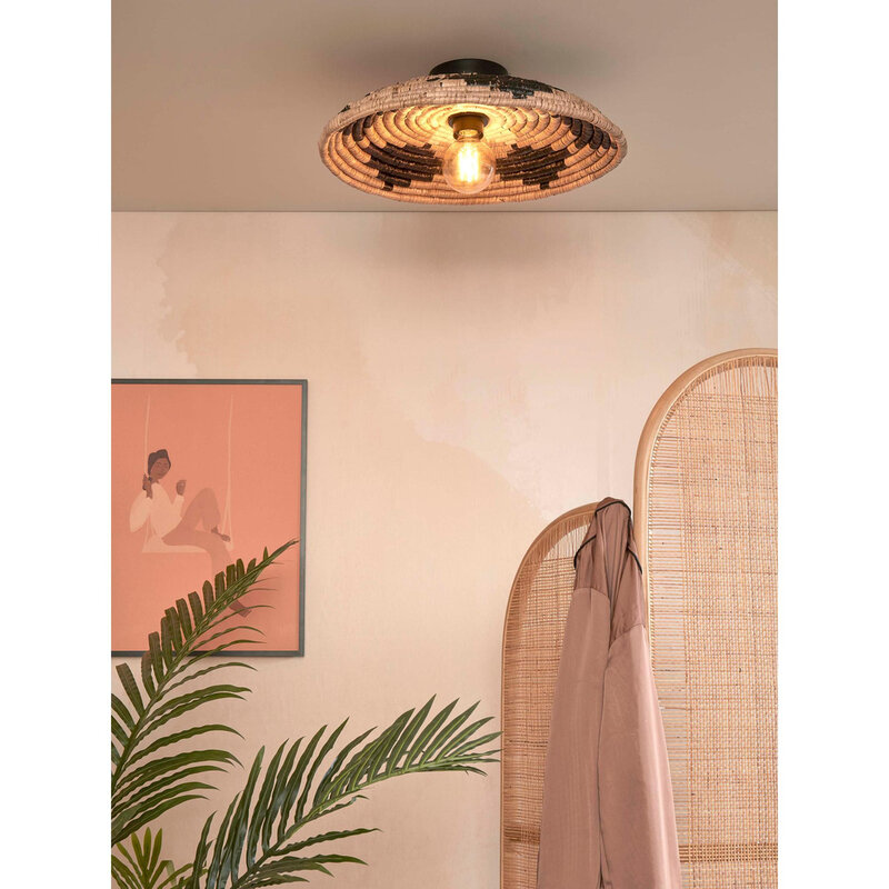 Good&Mojo-collectie Plafonniere Andros - Naturel/Zwart - Ø45cm