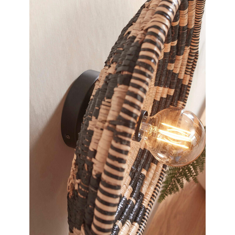 Good&Mojo-collectie Wandlamp Andros - Naturel/Zwart - Ø45cm
