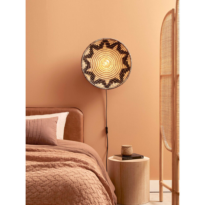 Good&Mojo-collectie Wandlamp Andros - Naturel/Zwart - Ø45cm