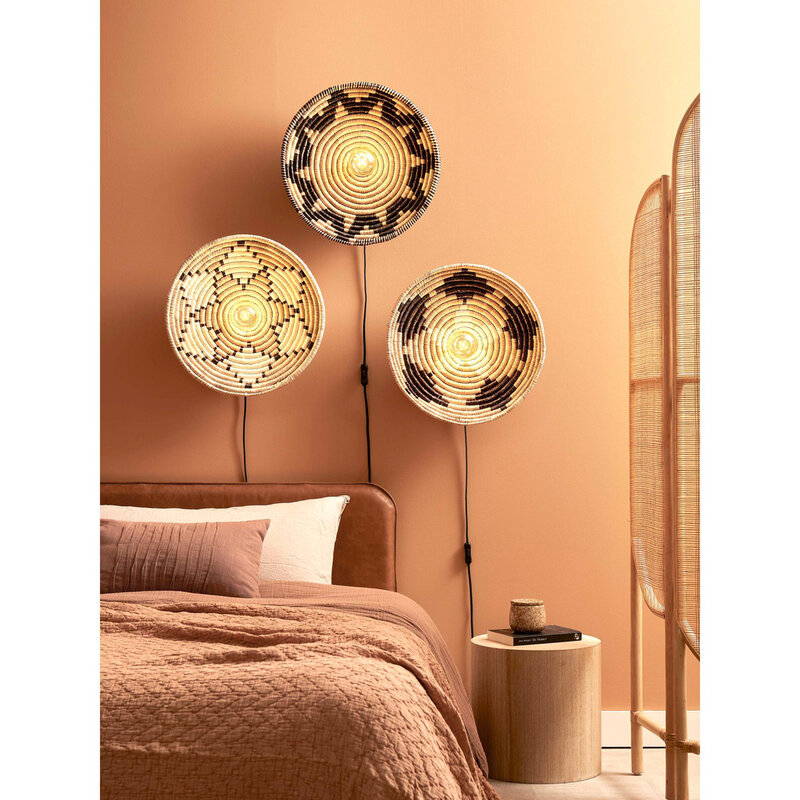 Good&Mojo-collectie Wandlamp Andros - Naturel/Zwart - Ø45cm