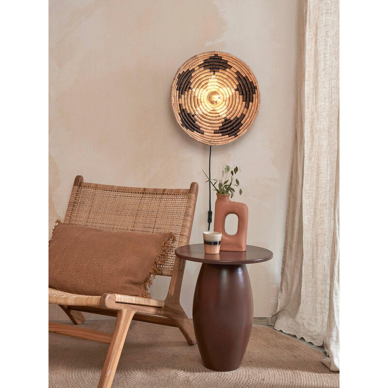 Good&Mojo-collectie Wandlamp Andros - Naturel/Zwart - Ø45cm
