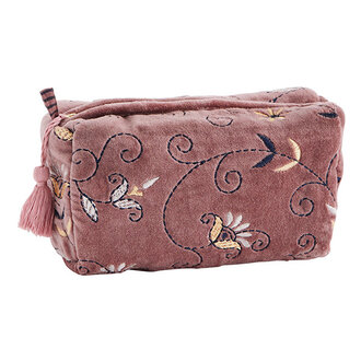 Madam Stoltz Embroidered velvet washbag
