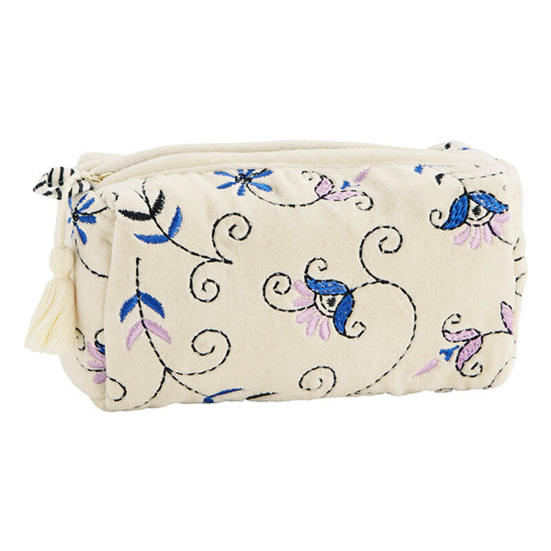 Madam Stoltz-collectie Embroidered velvet washbag