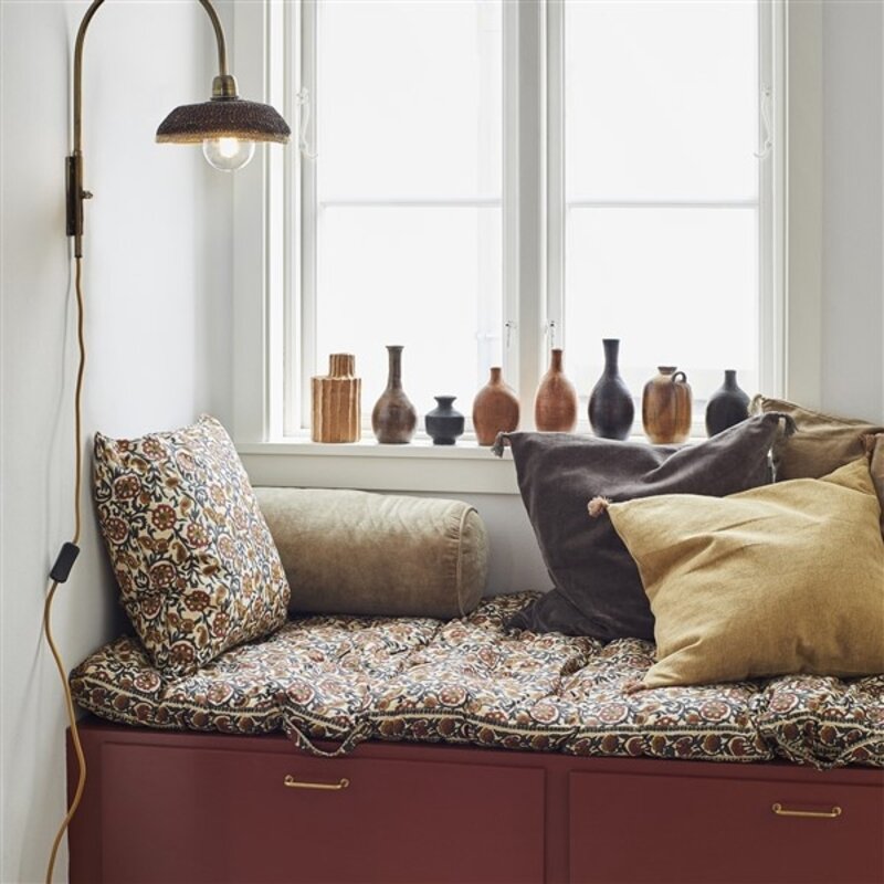 Madam Stoltz-collectie Fluwelen bolster kussen Dusty groen