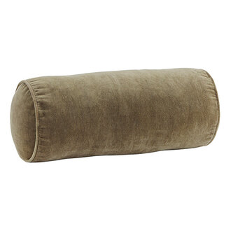 Madam Stoltz Fluwelen bolster kussen Dusty groen