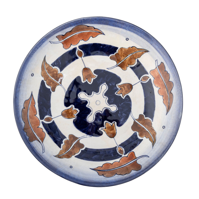 Bloomingville-collectie Myrna schaal op voet zwart aardewerk