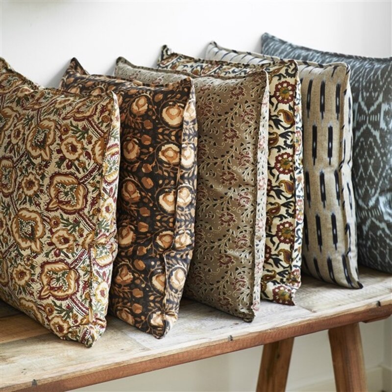 Madam Stoltz-collectie Kussenhoes met print bruin, oranje, peach 50x50 cm