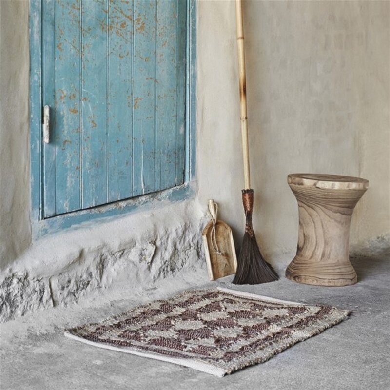 Madam Stoltz-collectie Jute mat w/ leather