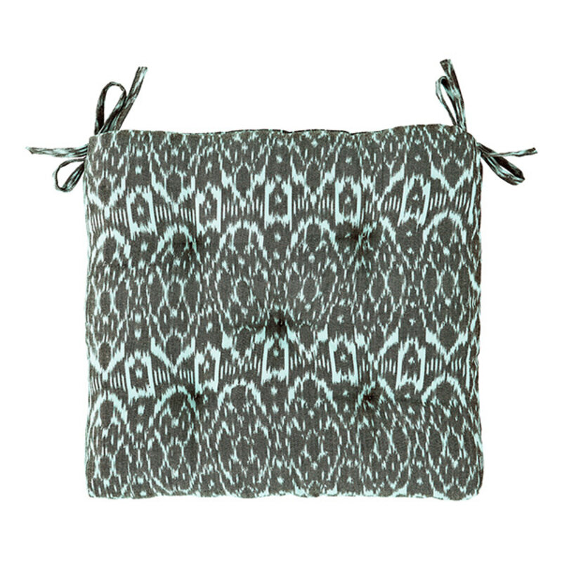 Madam Stoltz-collectie Ikat geweven katoenen stoelkussen groen, mint 45x45 cm