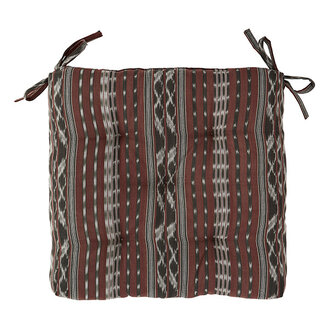 Madam Stoltz Ikat geweven katoenen stoelkussen Chocolate, grijs, off white, zwart 45x45 cm