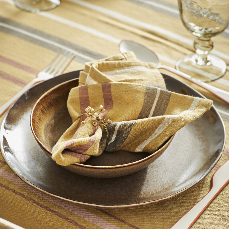 Madam Stoltz-collectie Aardewerk lunchbord bruin D:22x2 cm