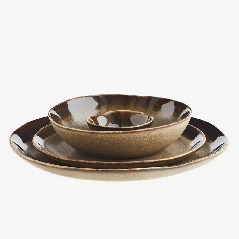 Madam Stoltz-collectie Aardewerk lunchbord bruin D:22x2 cm