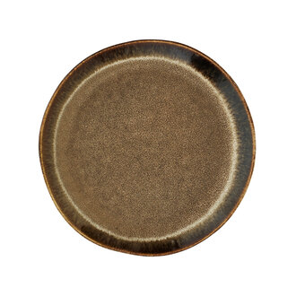 Madam Stoltz Aardewerk lunchbord bruin D:22x2 cm