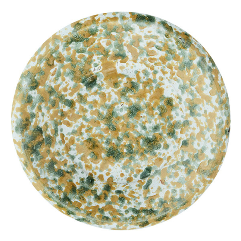 Madam Stoltz-collectie Decoratieve terracotta schaal wit, mosterd, groen