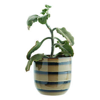 Madam Stoltz Striped stoneware flower pot