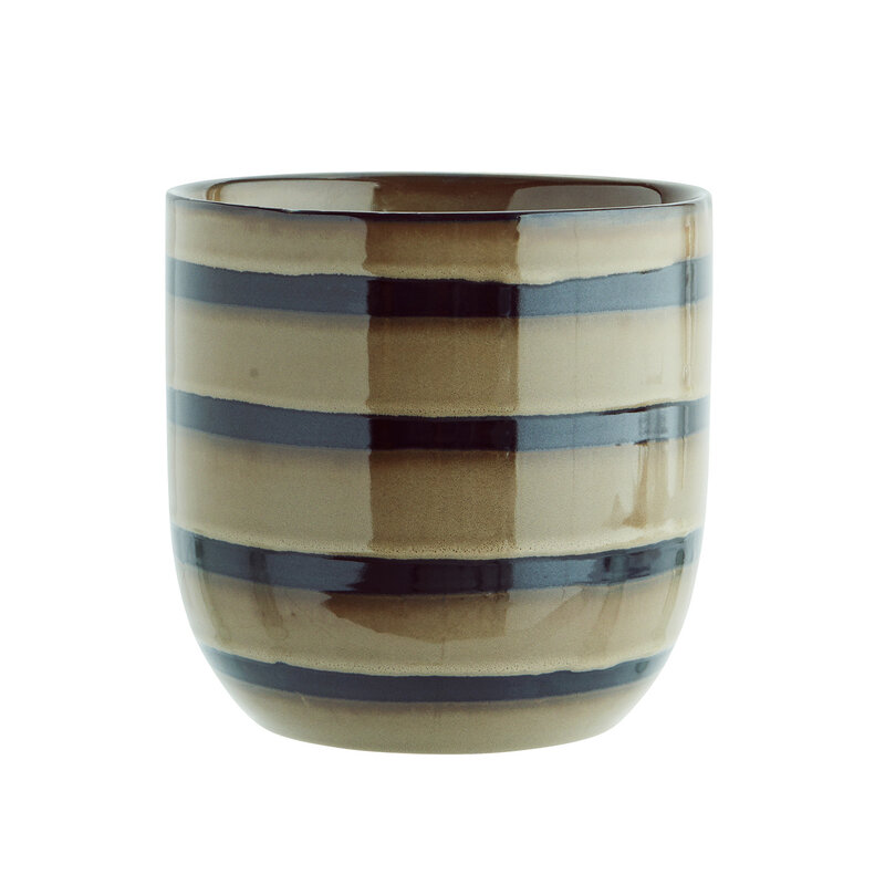 Madam Stoltz-collectie Striped stoneware flower pot