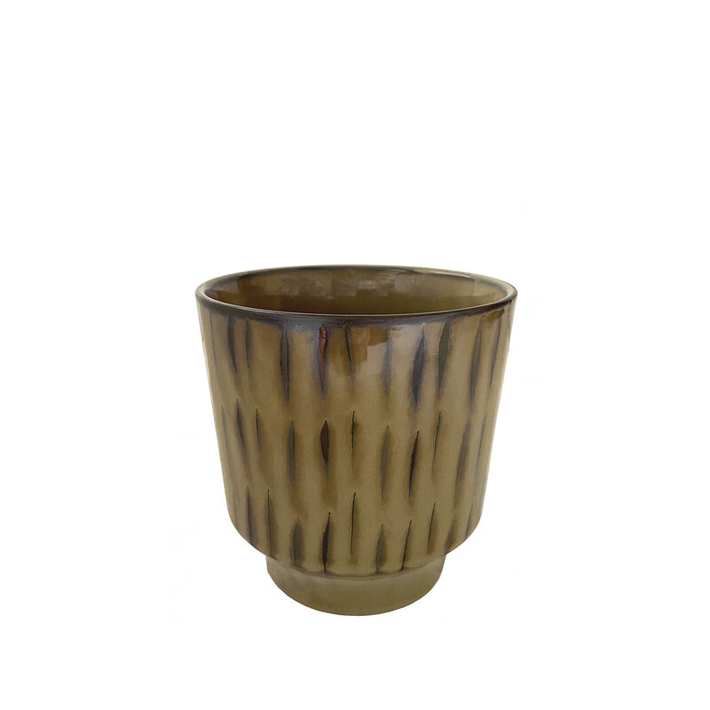 Madam Stoltz-collectie Striped stoneware flower pot