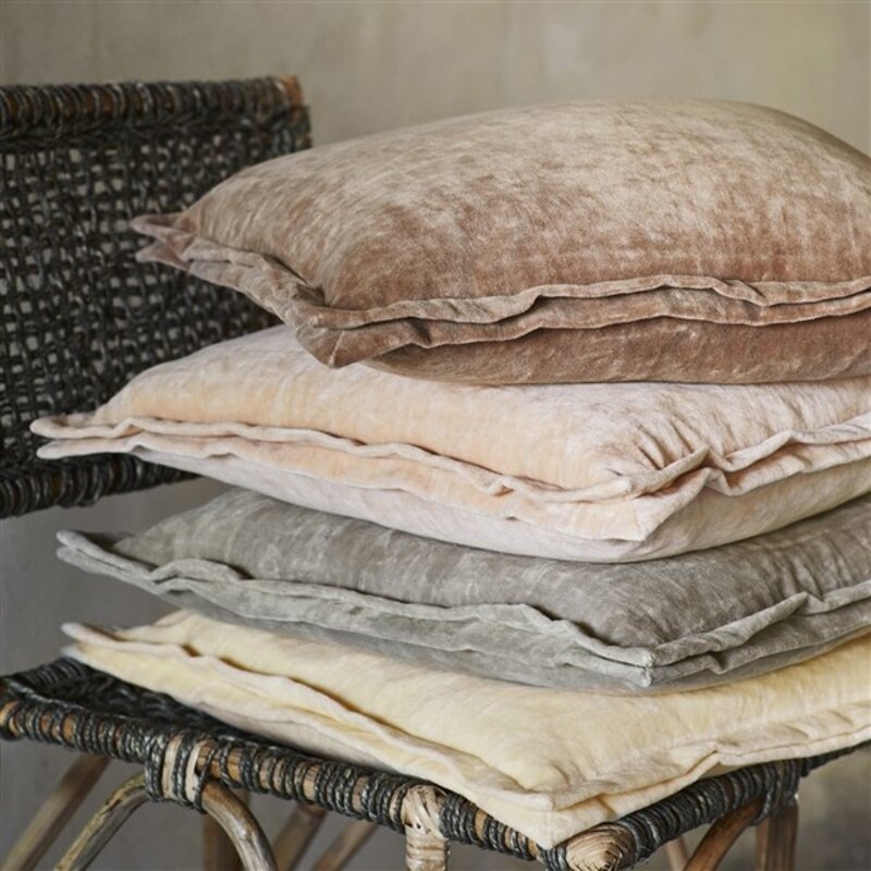 Madam Stoltz-collectie Fluwelen kussenhoes grijs 45x45 cm