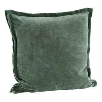 Madam Stoltz Fluwelen kussenhoes groen 45x45 cm
