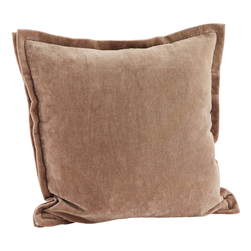 Madam Stoltz-collectie Fluwelen kussenhoes lichtbruin 45x45 cm