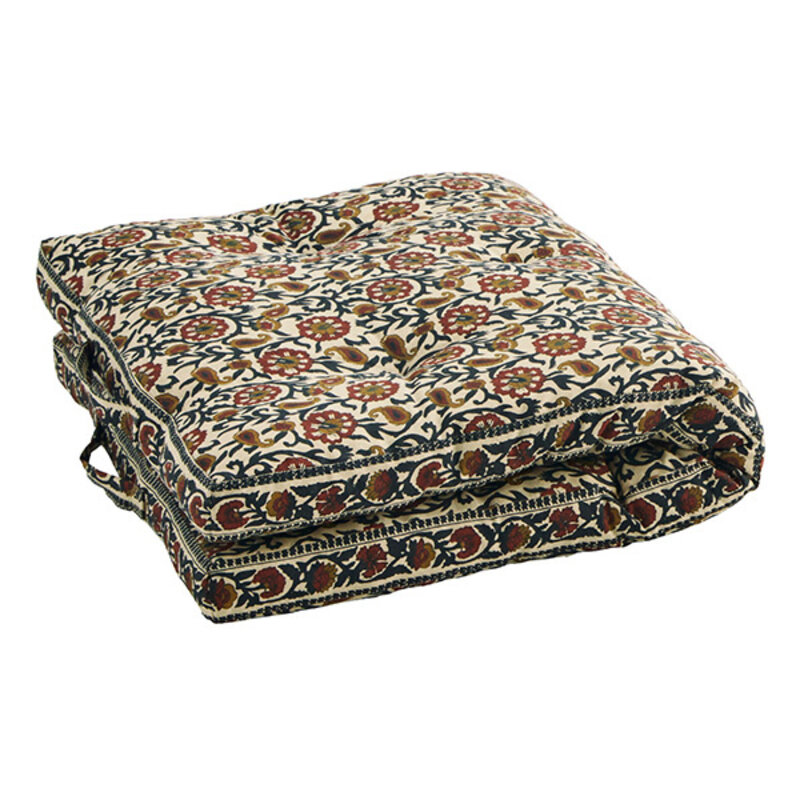 Madam Stoltz-collectie Matraskussen met print zand, grijs, tomato, mustard 60x100 cm