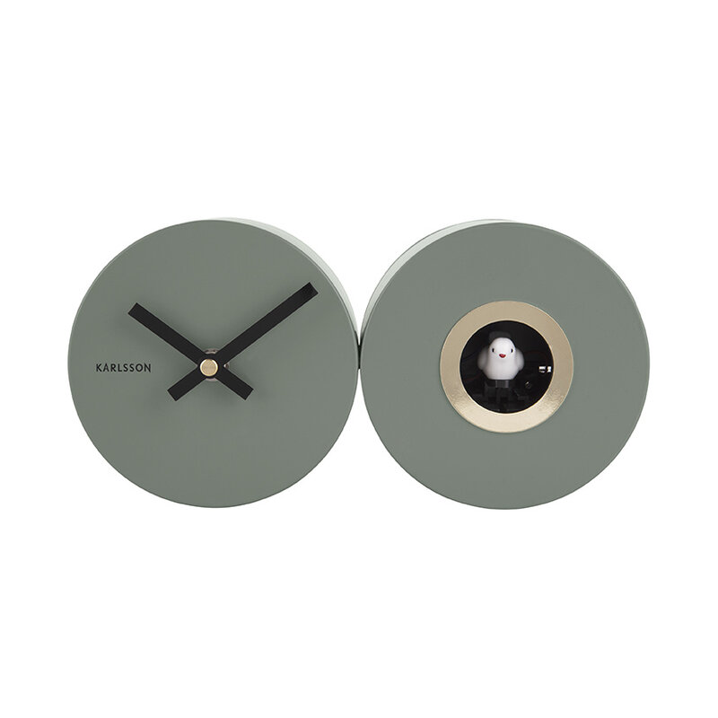 Karlsson-collectie Wandklok Duo Cuckoo - Mat Jungle Groen - 26x13x7,2cm