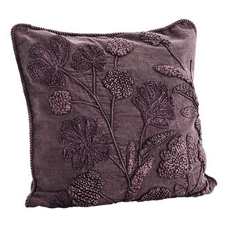 Madam Stoltz Kussenhoes met relief motief Plum 50x50 cm