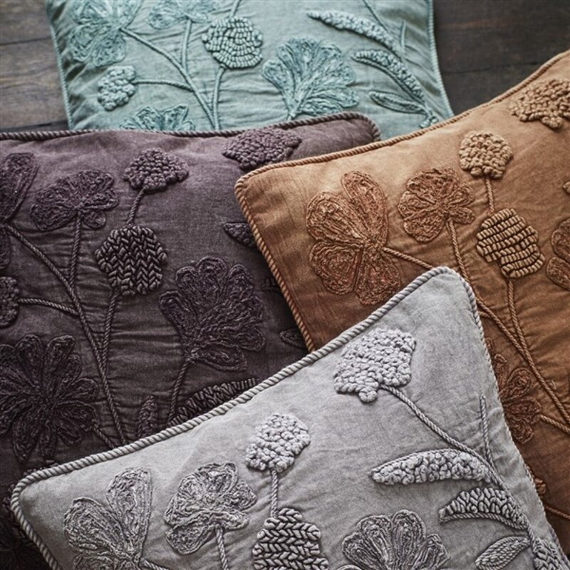 Madam Stoltz-collectie Kussenhoes met relief motief Plum 50x50 cm