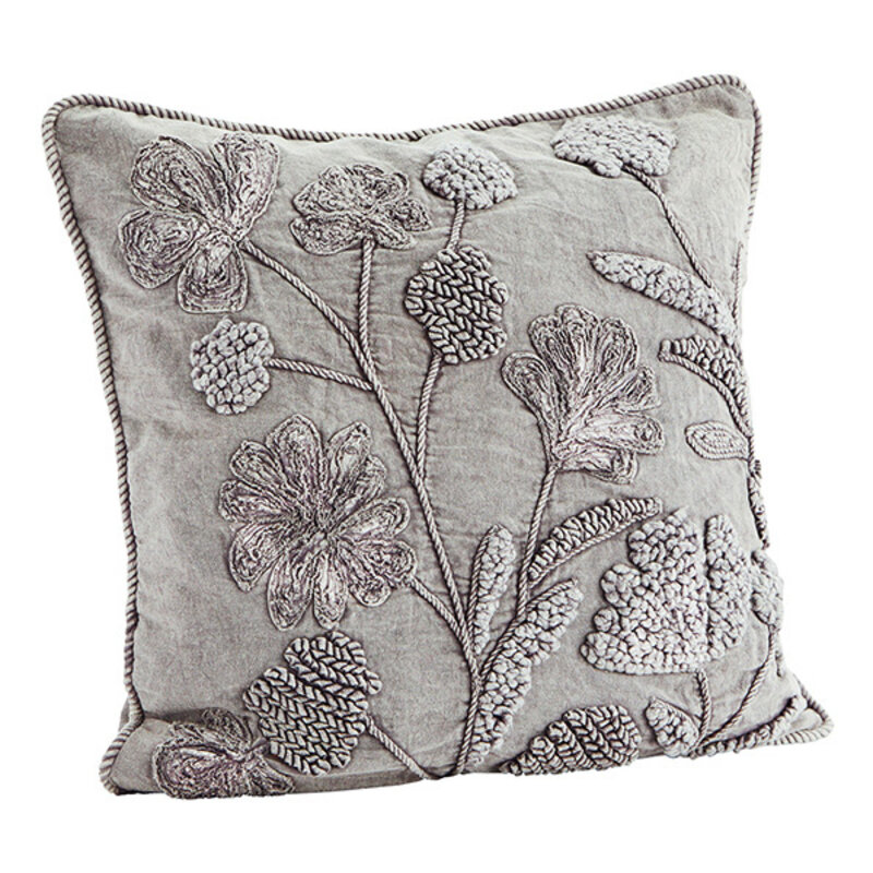 Madam Stoltz-collectie Kussenhoes met relief motief grijs 50x50 cm